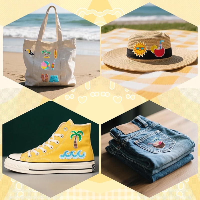 RF-patch 33 Pcs Summer Iron on Patches, Embroidered Summer Iron on/Sew on Patches for Clothes, Hats, Dress, Backpacks - Image 5